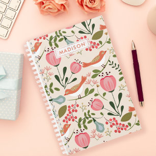 Agenda Floral Vintage Aves Botânico Personalizado