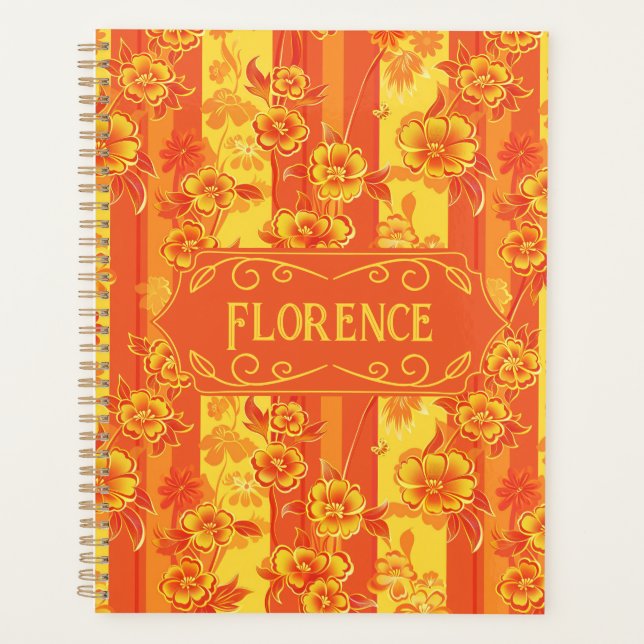 Agenda Florence Yellow e Orange Floral (Frente)
