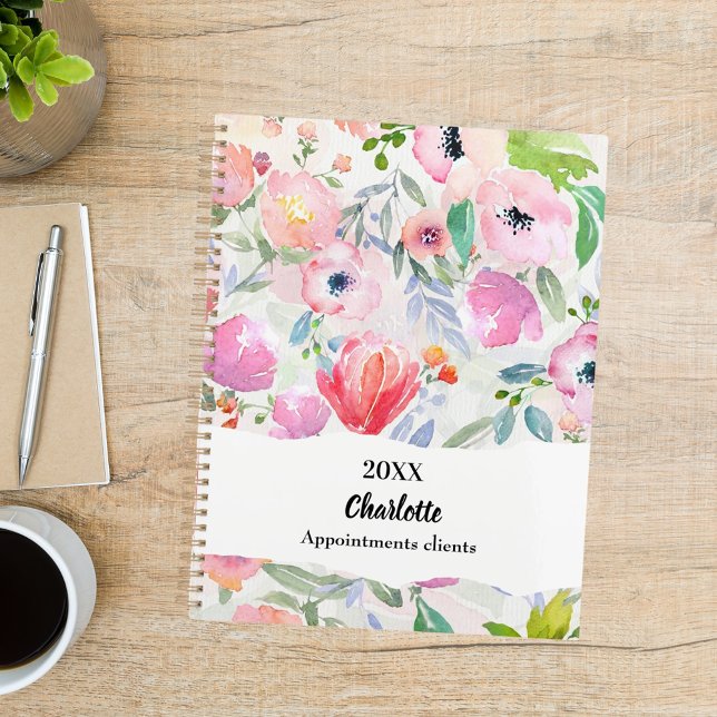 Agenda Flores aguadas rosa roxo 2026 (Criador carregado)