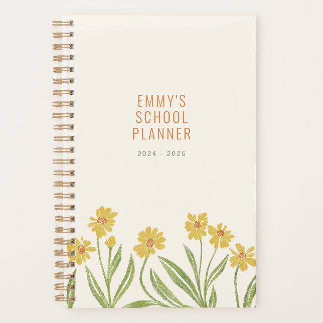 Agenda Flores Amarelas Bonito Ilustradas (Frente)