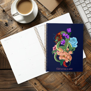 Agenda Flores Azuis do Marinho de Dragão Chinês