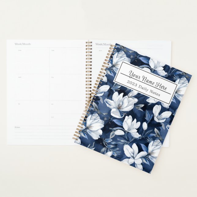 Agenda Flores Brancas da Magnolia, Fundo Azul (Exibição)