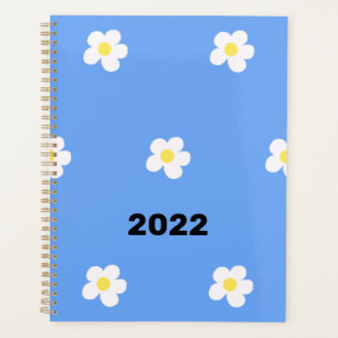 Agenda Flores brancas de 2022 em fundo azul