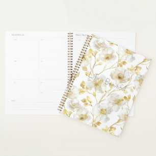 Agenda Flores Brancas Douradas Lindas