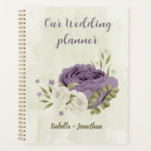 Agenda flores brancas lilás verde casamento
