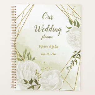 Agenda flores brancas românticas vegetação casamento