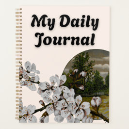 Agenda Flores Brancas Vintage e Paisagem Pastoral