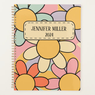 Agenda Flores coloridas bonitas de cor retrógrada estilo 