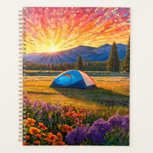 Agenda Flores Coloridas de Prado de Camping Tenda Arte