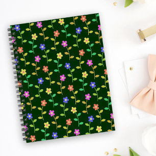 Agenda Flores Coloridas, Padrão Floral, Verde, Boho