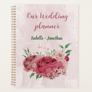 Agenda flores cor-de-rosa folhas verdes casamento
