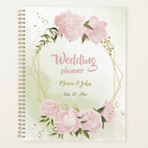 Agenda flores cor-de-rosa românticas vegetação casamento