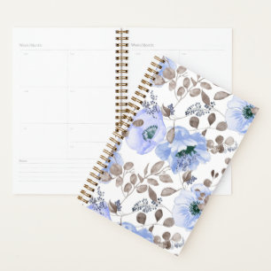 Agenda Flores de Aquarela Azul-Chic