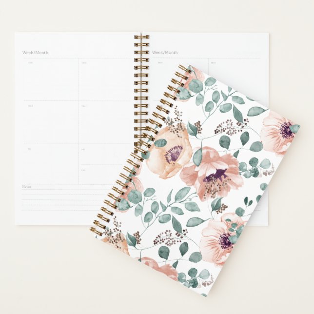 Agenda Flores de Aquarela Chic Blush (Exibição)