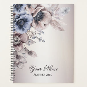 Agenda Flores de bege azul do Pastel com festa de casamen