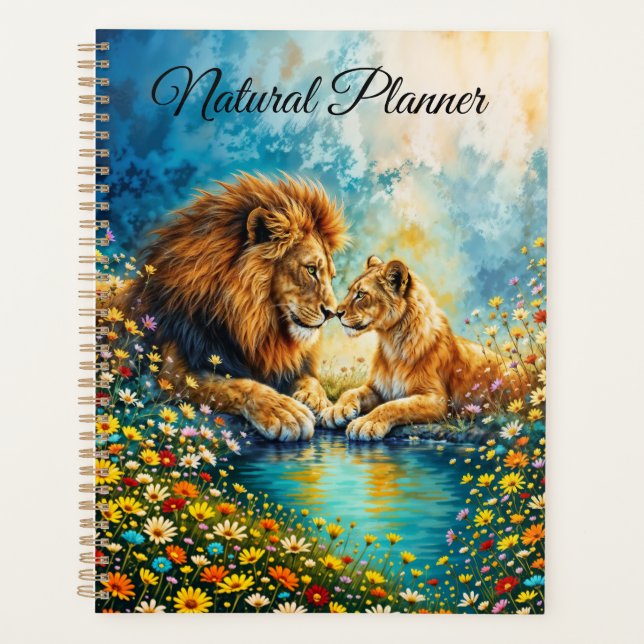 Agenda Flores de campo Leão Leoa decoração de prado (Frente)