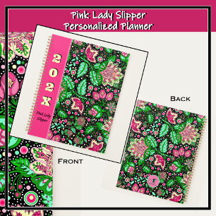 Agenda Flores de Dama Rosa no Preto Personalizadas