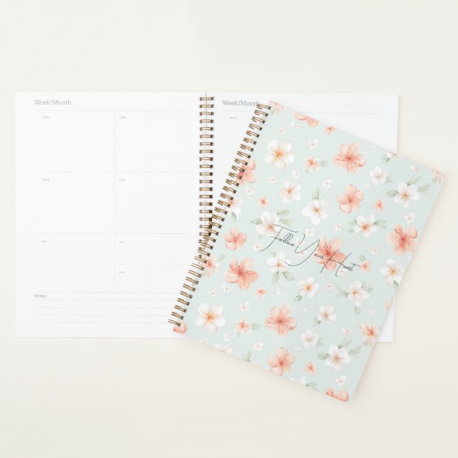 Agenda Flores de Hibisco Brancas de Pêssego Tropical (Exibição)