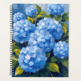 Agenda Flores de Hortênsia Azul Floral Aquarela