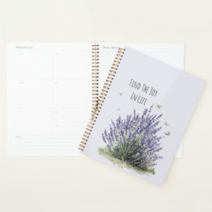 Agenda Flores de Lavanda Roxa Borboletas de Menta Alegria