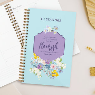 Agenda Flores de Mola de Aquarela Bíblia Verso Personaliz
