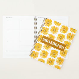 Agenda Flores de Padrão de Margarida Amarelo Blooms PERSO