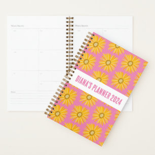 Agenda Flores de Padrão de Margarida Amarelo Blooms PERSO