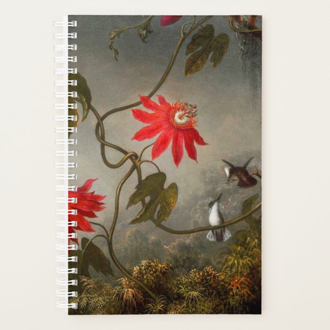 Agenda Flores de Paixão com Pássaros Hummingbird (Frente)