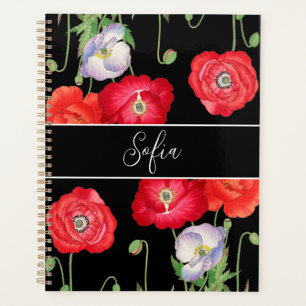Agenda Flores de papoila-safra monogramas romântica flóri