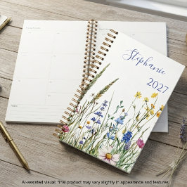 Agenda Flores de Prado em Aquarela Pastel Inspiradoras