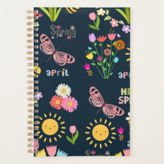 Agenda Flores de Primavera Ensolarada com Abelha Zumbindo