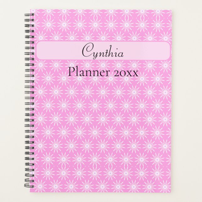 Agenda Flores de Starburst brancas a rosa (Frente)