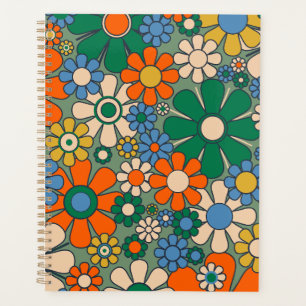 Agenda Flores do Jardim Retro Padrão Floral do Groovy 60s