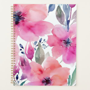 Agenda Flores em Flor Flores Cor-de-Rosa Pintadas à Agu