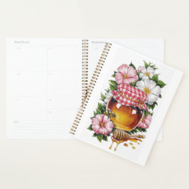 Agenda Flores em Jarra de Mel Aguarela Vintage nostalgia 