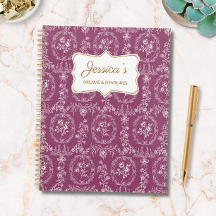 Agenda Flores Florais Rococó Antigas Nome Personalizado