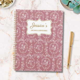 Agenda Flores Florais Rococó Antigo Nome Personalizado