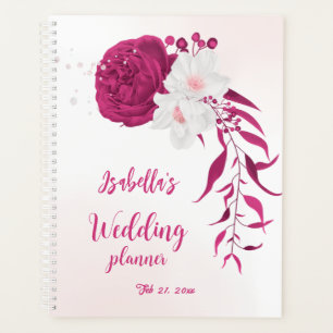 Agenda flores fúcsia botânico casamento