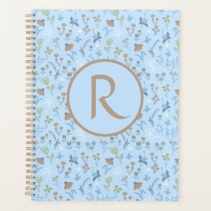 Agenda Flores Meadas Azul Monograma
