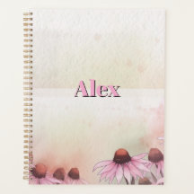 Flores Modernas em Aquarela & nome personalizado 