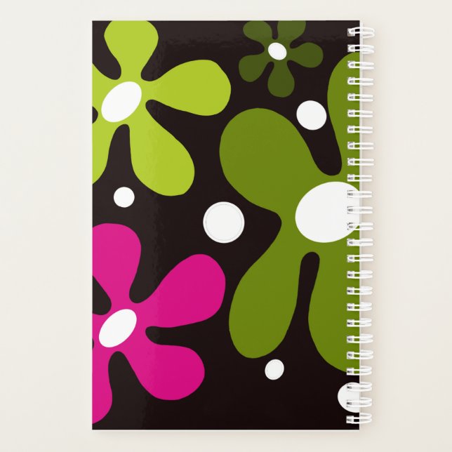 Agenda Flores modernas, verdes e cor-de-rosa (Verso)