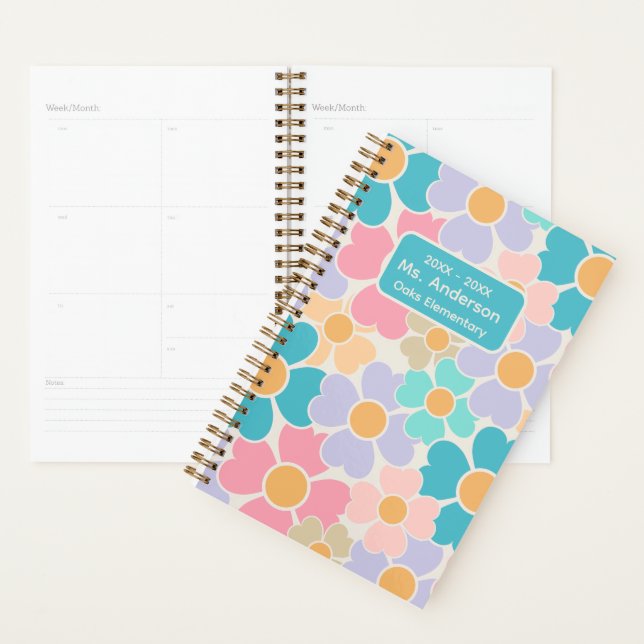 Agenda Flores Pastel Personalizadas Escola (Exibição)