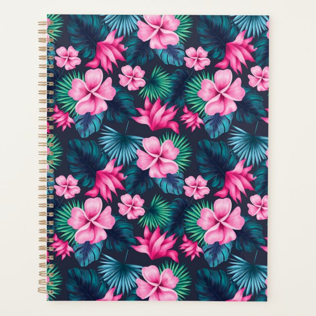 Agenda Flores Rosa com Folhas Verdes - 79066 (Frente)
