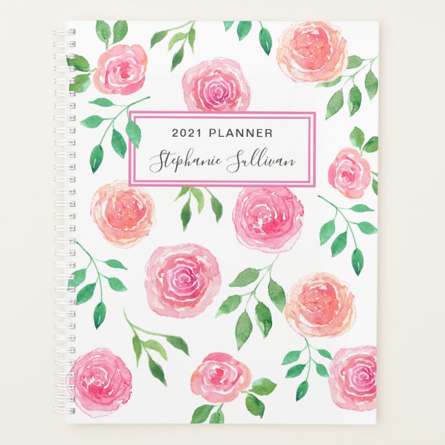Agenda Flores Rosa Personalizadas  (Frente)