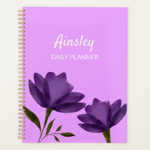 Agenda Flores roxas clássicas elegantes e personalizáveis