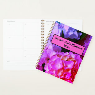 Agenda Flores roxas rosadas, rosadas e picantes, cor-de-r