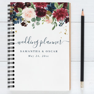 Agenda Flores Rustic Burgundy Marinho Blue & Red Beauty