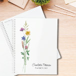 Agenda Flores Selvagens Personalizadas<br><div class="desc">Este planificador floral apresenta flores silvestres de cor aquática delicadas. Facilmente personalizável com seu nome e ano. Use a Ferramenta Design para alterar o tamanho,  o estilo ou a cor do texto. Rapariga e feminina esta design é perfeita para casa,  negócios,  escola e faculdade. Original Watercolor © Michele Davies.</div>