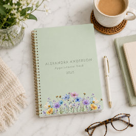 Agenda Flores Silvestres em Aquarela Minimalista Elegante