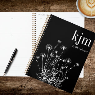 Agenda Flores Silvestres Modernas em Preto e Branco